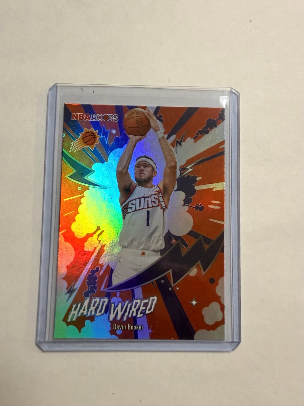 Topps NBA Hoops Devin Booker Orange Holographic Hard Wired Card